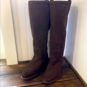 New Frye Bari Slouchy Tall Chocolate Suede Leather Boots